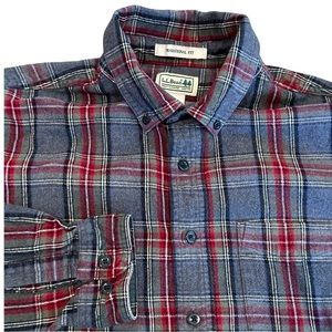 L.L. Bean Men's M Traditional Fit Multicolor Plaid Long Sleeve Flannel Shirt